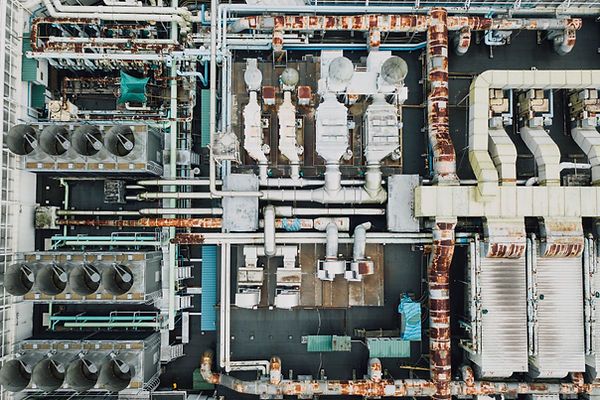 Top-down view of industrial energy infrastructure